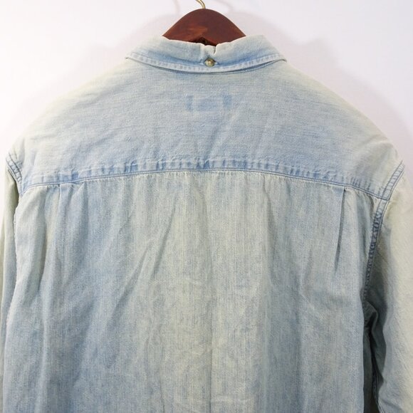 EDDIE BAUER VTG 90s Y2K DENIM JEAN COTTON BUTTON DOWN CASUAL SHIRT WOMENs SZ M - Picture 6 of 6